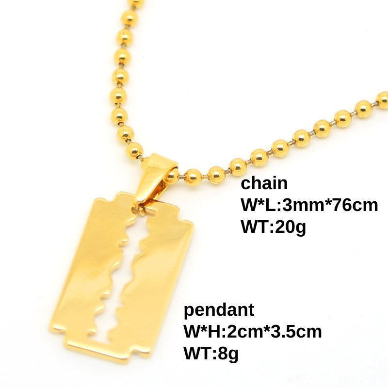 Fashion Iced Barber Shop Razor Blade Pendant & 4mm 24 Rope Chain Bling  Necklace